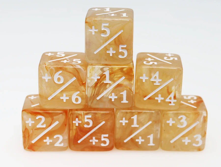 +1/+1 Orange & White Counters for Magic - Set of 8