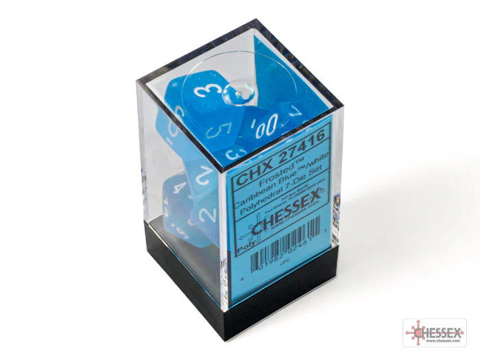 CHESSEX FROSTED DICE: CARIBBEAN BLUE & WHITE - Image 2