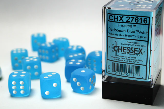 CHESSEX FROSTED DICE: CARIBBEAN BLUE & WHITE - Image 3