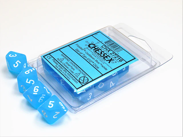 CHESSEX FROSTED DICE: CARIBBEAN BLUE & WHITE - Image 4