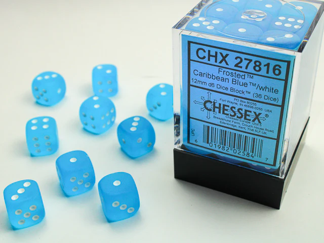 CHESSEX FROSTED DICE: CARIBBEAN BLUE & WHITE - Image 5