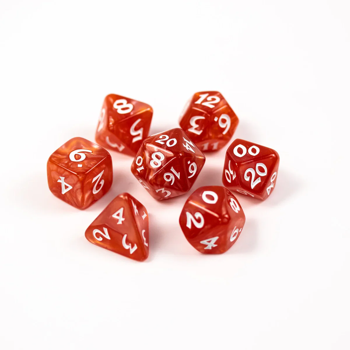 DIE HARD DICE - 7pc RPG Set - Elessia Essentials - Red with White