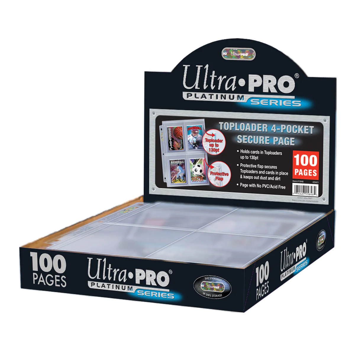 Ultra PRO: Platinum Hologram 4-Pocket Secure Pages - 3-Holes (for Toploaders - 100-Pack) - Image 3